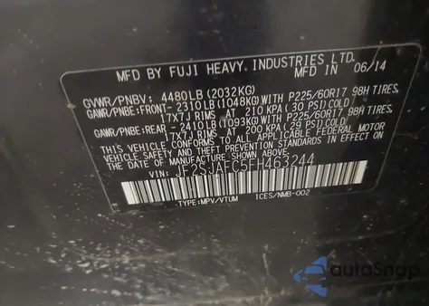 2015 Subaru Forester 2.5I Premium from USA, damaged, VIN JF2SJAFC5FH463244